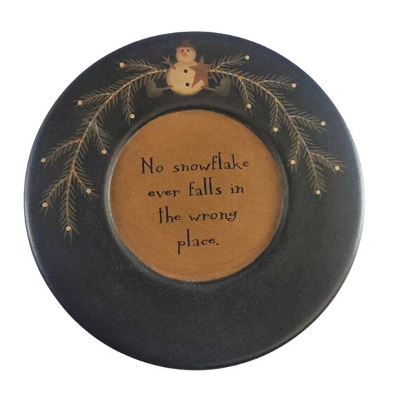 Barbara Lloyd Snowman & Quote "No Snowflake Ever Falls In The Wrong Place" Plate - Picture 5 of 9